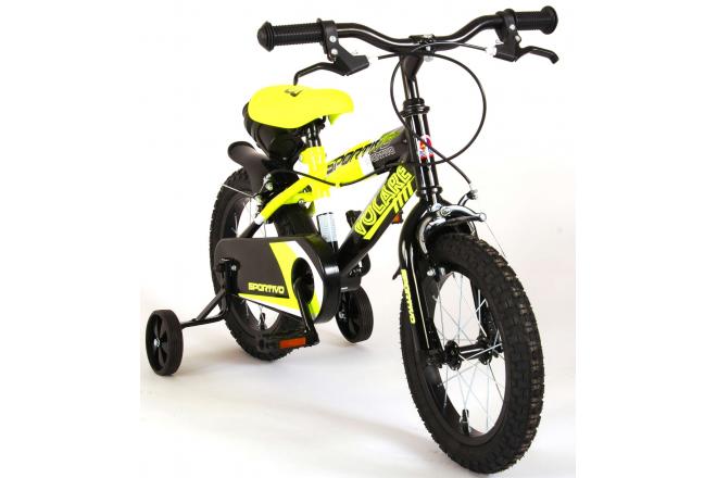 Volare Sportivo Children's Bicycle - Boys - 14 inch - Neon Yellow Black - Two handbrakes - 95% assembled