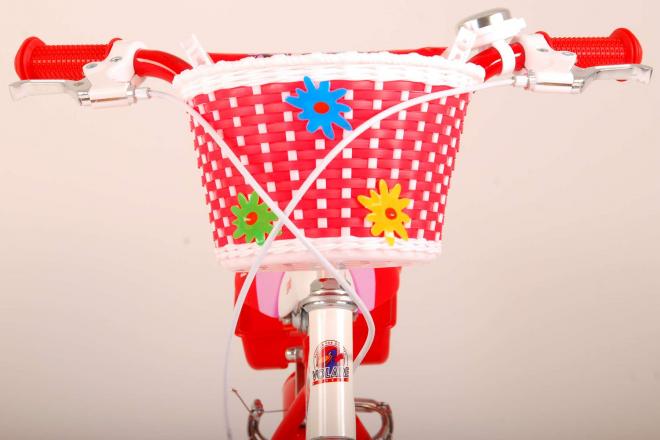 Volare Lovely Children's Bicycle - Girls - 14 inch - Red White - Two handbrakes - 95% assembled