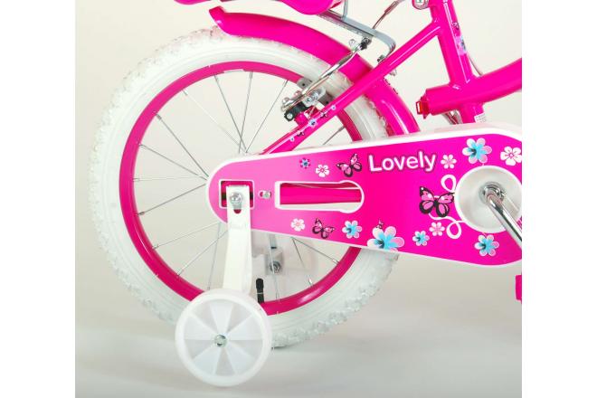 Volare Lovely Children's Bicycle - Girls - 16 inch - Pink White - Two handbrakes - 95% assembled