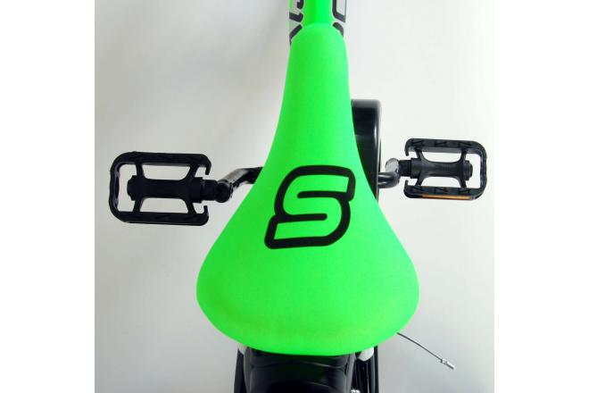 Volare Sportivo Children's Bicycle - Boys - 14 inch - Neon Green Black - Two handbrakes - 95% assembled