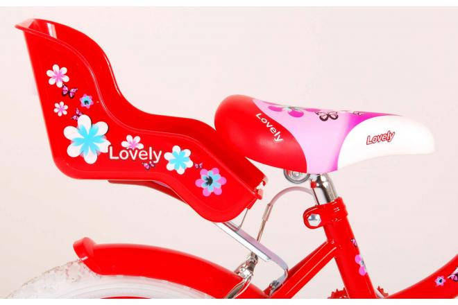 Volare Lovely Children's Bicycle - Girls - 16 inch - Red White - Two handbrakes - 95% assembled