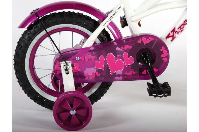 Volare Heart Cruiser Children's Bicycle - Girls - 12 inch - White Purple