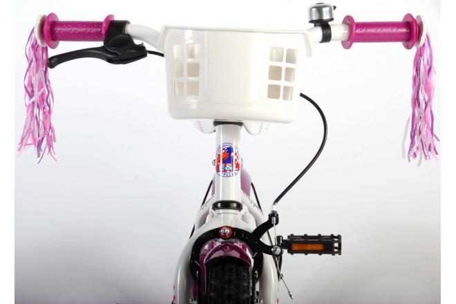 Volare Heart Cruiser Children's Bicycle - Girls - 12 inch - White Purple