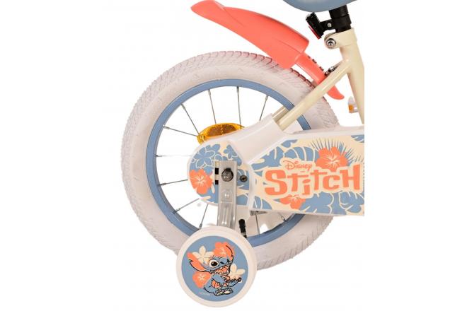 Disney Stitch Kids bike - Girls - 14 inch - Cream Coral Blue