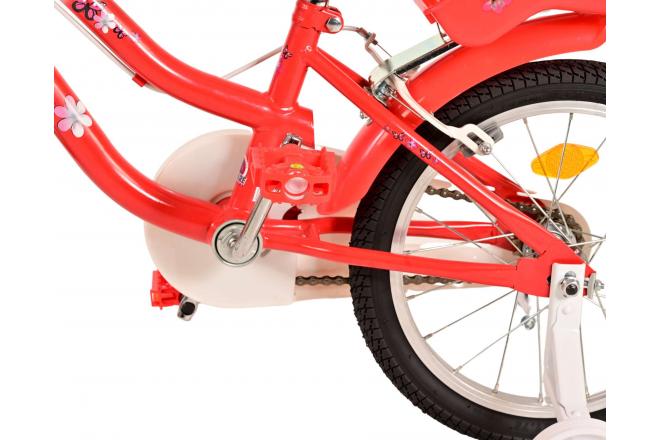 Volare Lovely Children's Bicycle - Girls - 16 inch - Red White - Two handbrakes