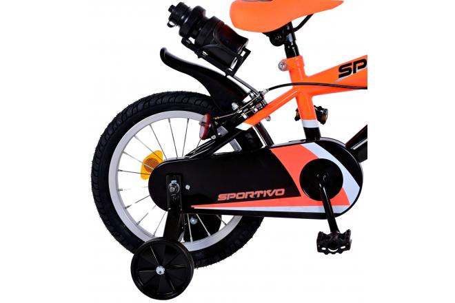 Volare Sportivo Children's Bicycle - Boys - 14 inch - Neon Orange Black - Two handbrakes