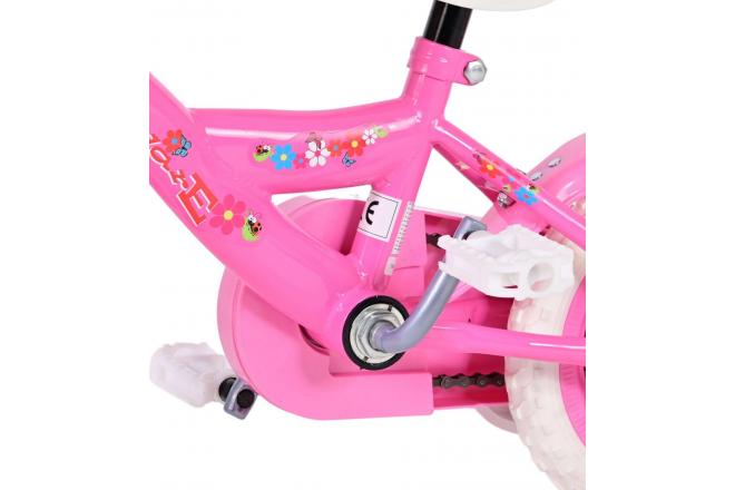 Volare Flowerie Kinderfiets - Meisjes - 10 inch - Roze/Wit