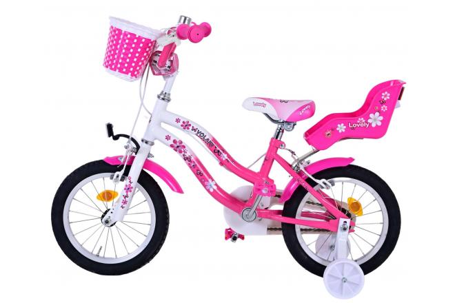 Volare Lovely children's bike - Girls - 14 inch - Pink White - Two Hand Brakes