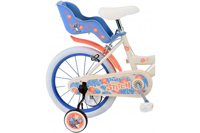 Disney Stitch Kids bike - Girls - 16 inch - Cream Coral Blue - Two hand brakes