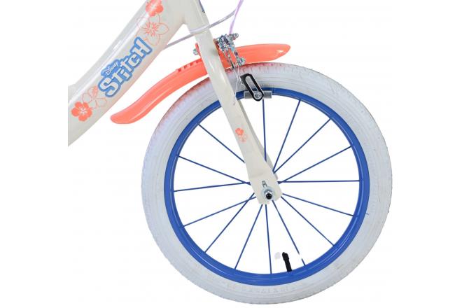 Disney Stitch Kids bike - Girls - 16 inch - Cream Coral Blue - Two hand brakes