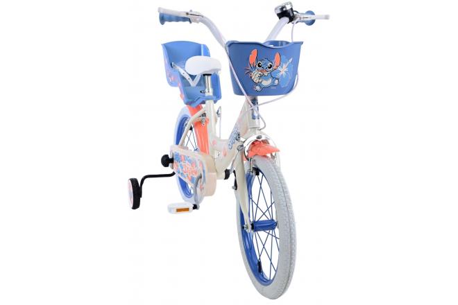 Disney Stitch Kids bike - Girls - 16 inch - Cream Coral Blue - Two hand brakes