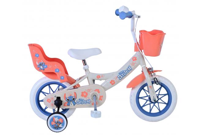 Disney Stitch Kids bike - Girls - 12 inch - Cream - Coral - Blue