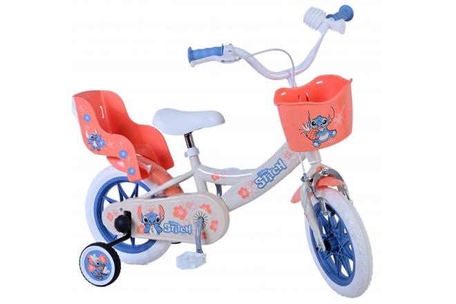 Disney Stitch Kids bike - Girls - 12 inch - Cream - Coral - Blue