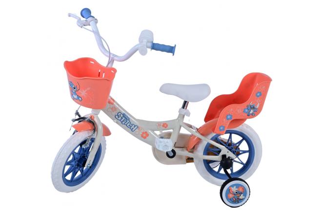 Disney Stitch Kids bike - Girls - 12 inch - Cream - Coral - Blue