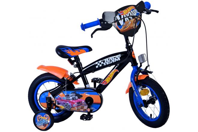 Hot Wheels Kids bike - Boys - 12 inch - Black Orange Blue - Two hand brakes