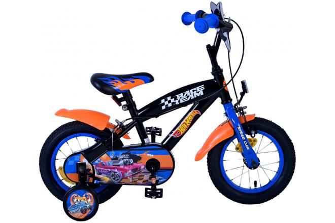 Hot Wheels Kids bike - Boys - 12 inch - Black Orange Blue - Two hand brakes