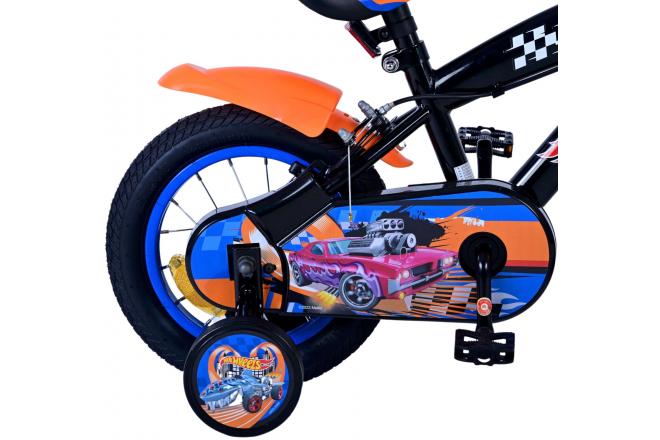 Hot Wheels Kids bike - Boys - 12 inch - Black Orange Blue - Two hand brakes