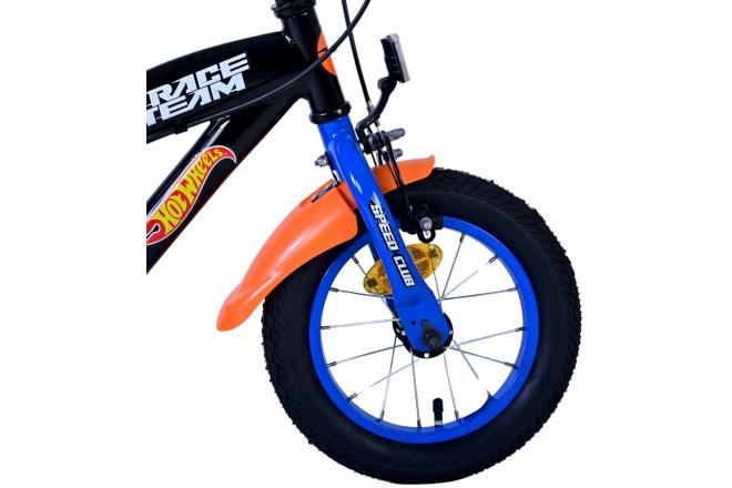 Hot Wheels Kids bike - Boys - 12 inch - Black Orange Blue - Two hand brakes