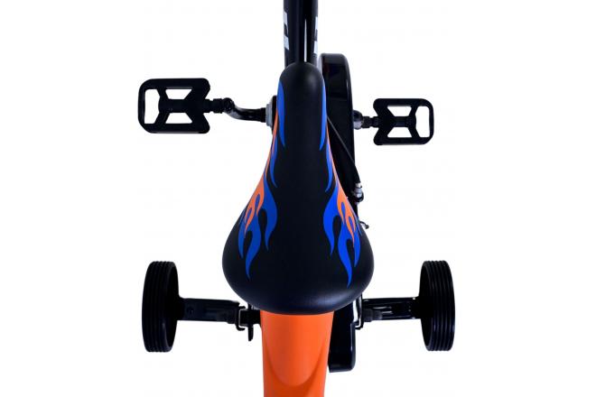 Hot Wheels Kids bike - Boys - 12 inch - Black Orange Blue - Two hand brakes