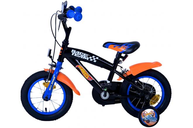 Hot Wheels Kids bike - Boys - 12 inch - Black Orange Blue - Two hand brakes