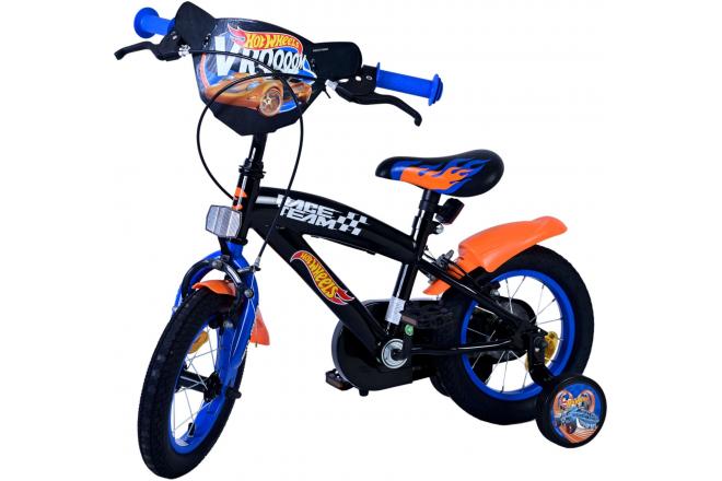 Hot Wheels Kids bike - Boys - 12 inch - Black Orange Blue - Two hand brakes