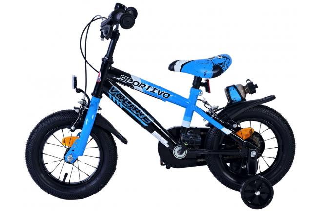 Volare Sportivo Kinderfiets - Boys - 12 inch - Blue Black - Two Hand Brakes