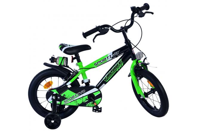 Volare Sportivo Kinderfiets - Boys - 14 inch - Green Black - Two Hand Brakes