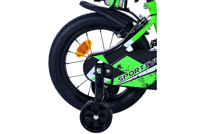 Volare Sportivo Kinderfiets - Boys - 14 inch - Green Black - Two Hand Brakes