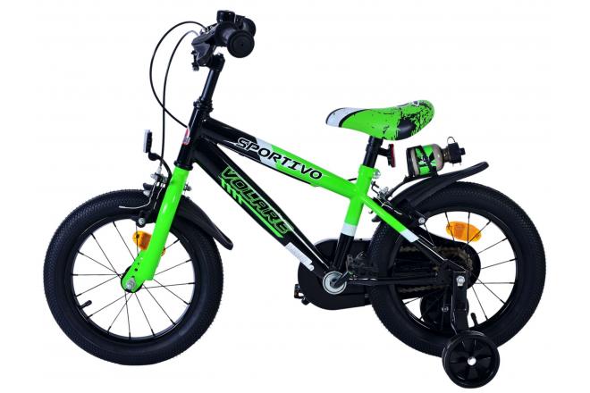 Volare Sportivo Kinderfiets - Boys - 14 inch - Green Black - Two Hand Brakes