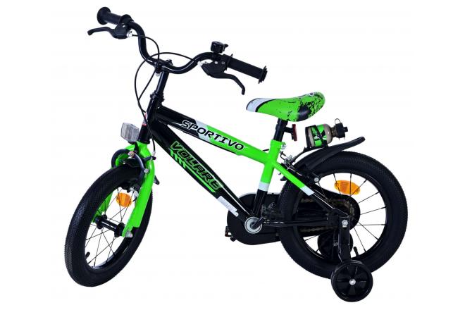 Volare Sportivo Kinderfiets - Boys - 14 inch - Green Black - Two Hand Brakes