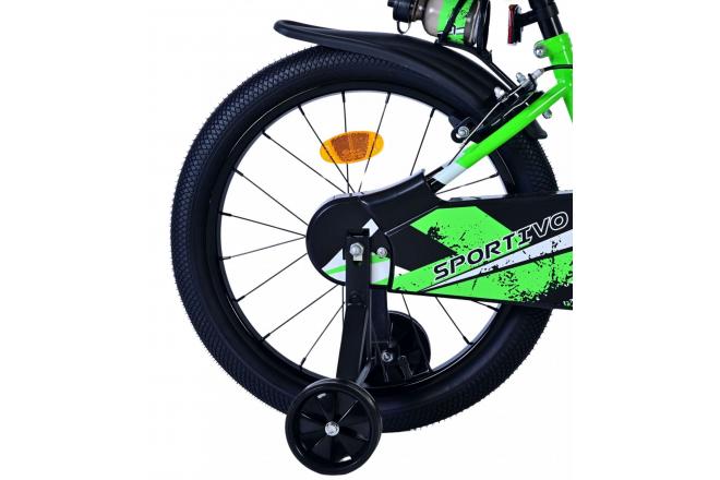 Volare Sportivo Kinderfiets - Boys - 18 inch - Green Black - Two Hand Brakes