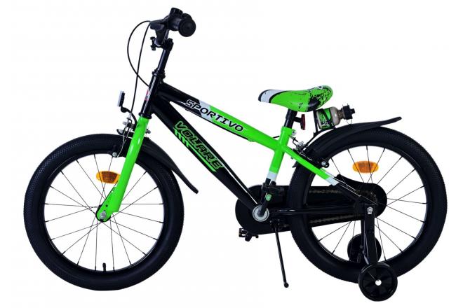 Volare Sportivo Kinderfiets - Boys - 18 inch - Green Black - Two Hand Brakes