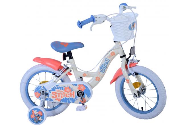 Disney Stitch Kids bike - Girls - 14 inch - Cream Coral Blue - Two hand brakes [CLONE]