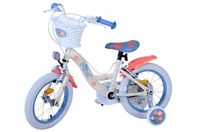 Disney Stitch Kids bike - Girls - 14 inch - Cream Coral Blue - Two hand brakes [CLONE]